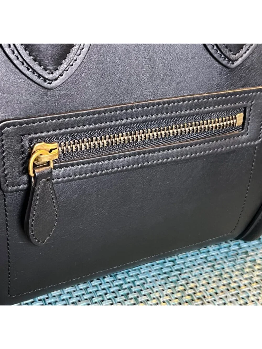 Céline Micro Luggage Tote Black Leather Top Handle Gold Hardware - Picture 4 of 15